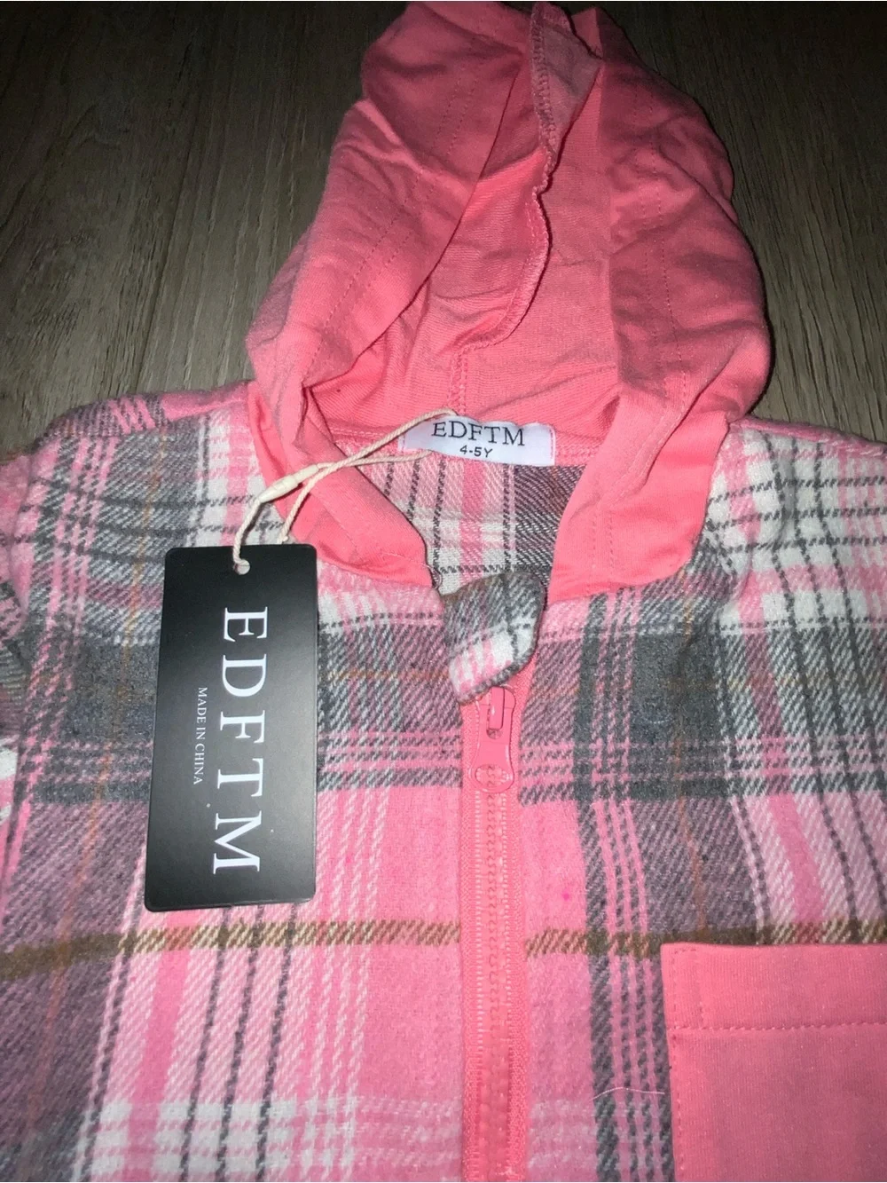 Amazon Kids Two-Piece Pink Plaid Hoodie & Joggers Set